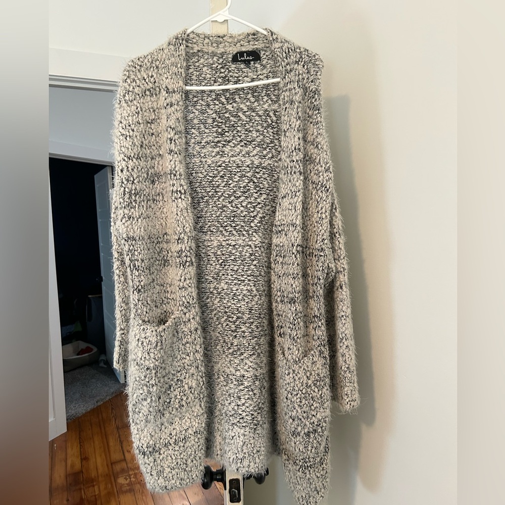 Lulu's Black and White Knit Cardigan